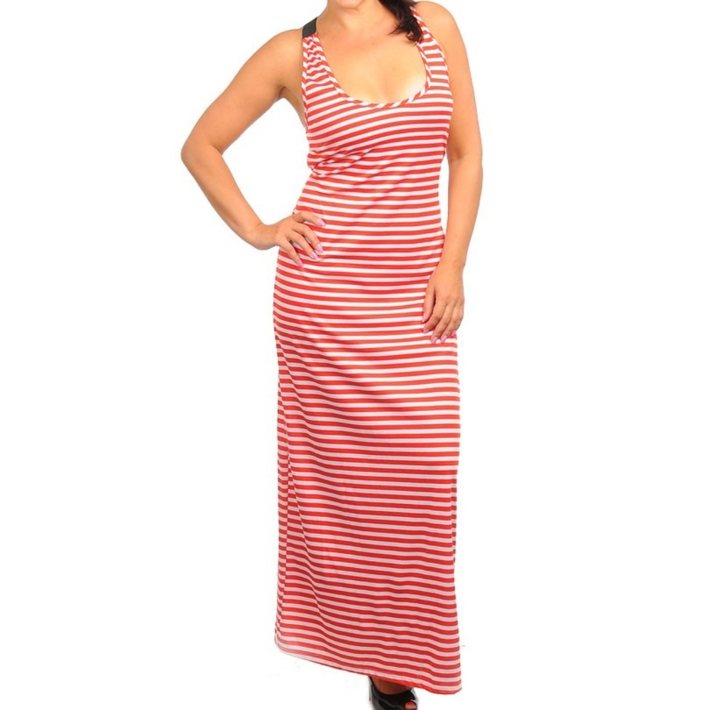 PLUS SIZE DRESS striped criss cross back backless - Picture 4 of 5